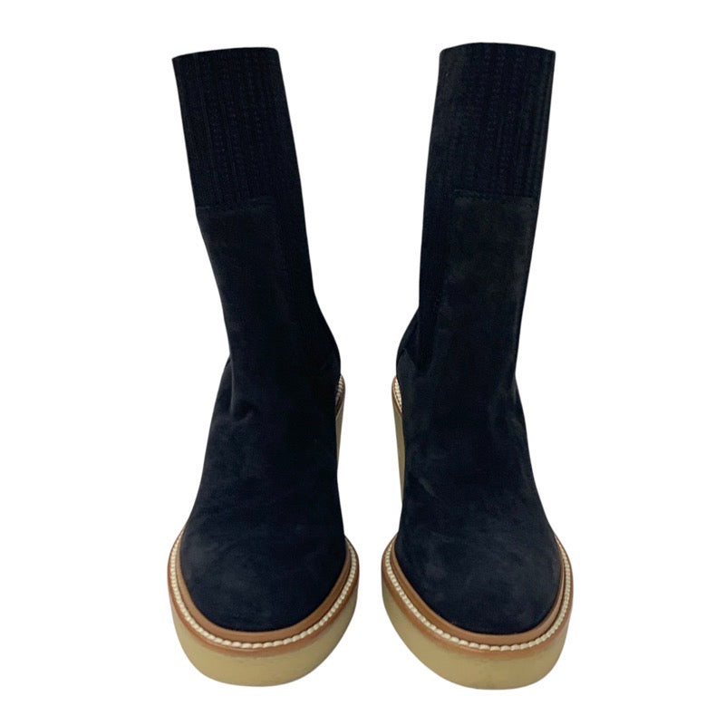 Hermes Donia Boots Short Boots Shoes Suede Black Crepe Sole