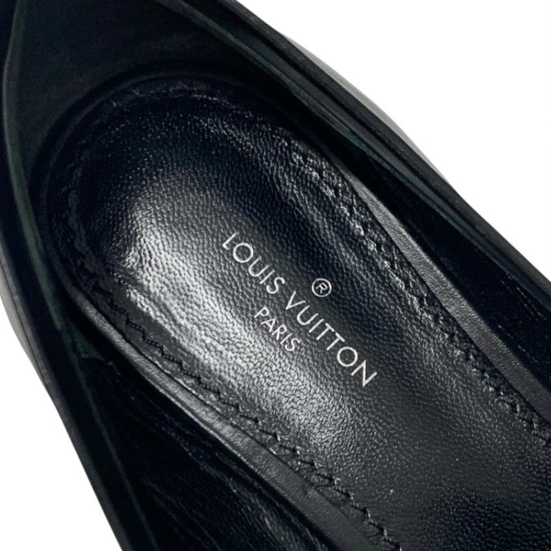 ルイヴィトン LOUIS VUITTON アッパーケースライン ローファー 革靴 靴 シューズ レザー ブラック 黒 ゴールド チェーン ロゴ フラットシューズ