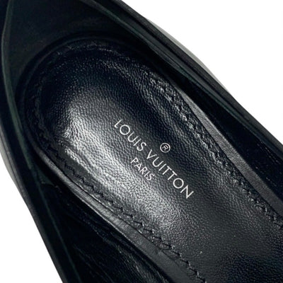 ルイヴィトン LOUIS VUITTON アッパーケースライン ローファー 革靴 靴 シューズ レザー ブラック 黒 ゴールド チェーン ロゴ フラットシューズ