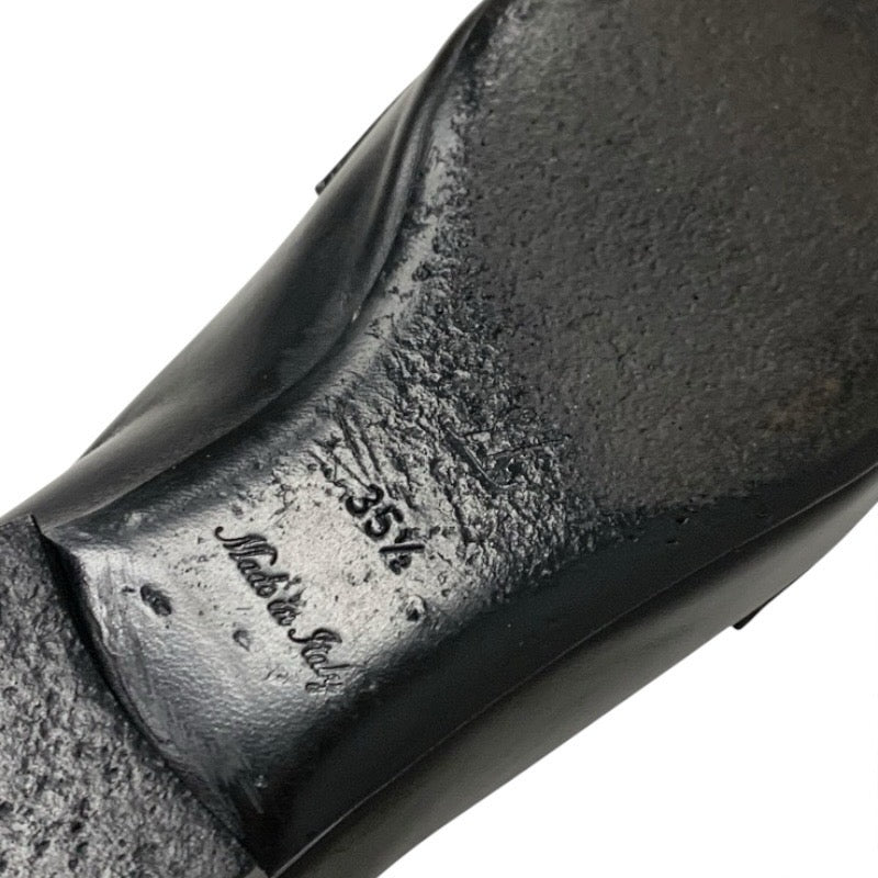 ルイヴィトン LOUIS VUITTON アッパーケースライン ローファー 革靴 靴 シューズ レザー ブラック 黒 ゴールド チェーン ロゴ フラットシューズ