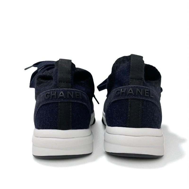 シャネル CHANEL スニーカー 靴 シューズ ニット スエード ネイビー ココマーク ロゴ
