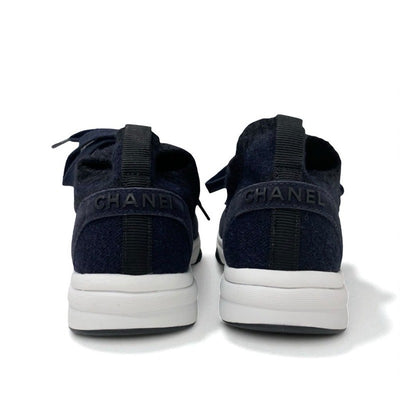 シャネル CHANEL スニーカー 靴 シューズ ニット スエード ネイビー ココマーク ロゴ