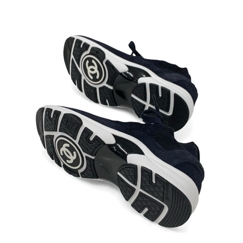 シャネル CHANEL スニーカー 靴 シューズ ニット スエード ネイビー ココマーク ロゴ