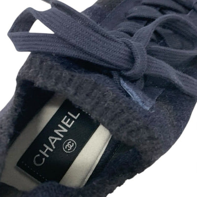 シャネル CHANEL スニーカー 靴 シューズ ニット スエード ネイビー ココマーク ロゴ