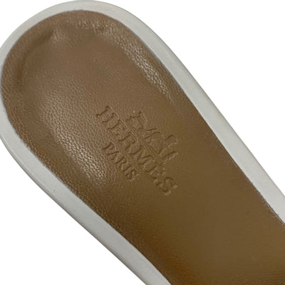 エルメス HERMES オアジス サンダル 靴 シューズ レザー ホワイト 白 ミュール