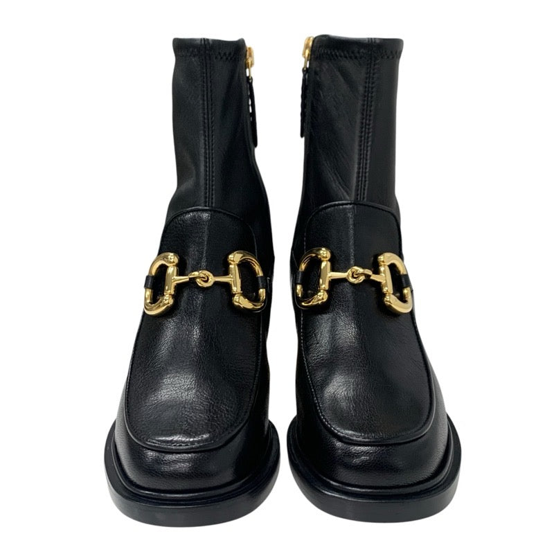 Gucci Boots, Short Boots, Shoes, Leather, Black, Gold, Horse Bit