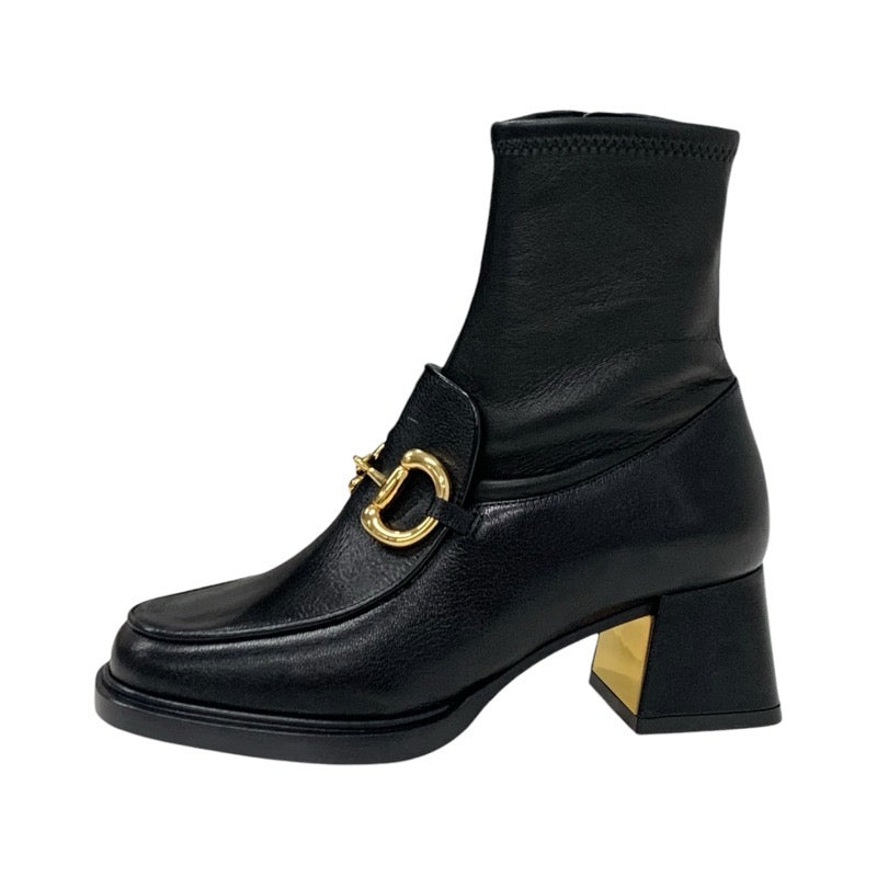 Gucci Boots, Short Boots, Shoes, Leather, Black, Gold, Horse Bit