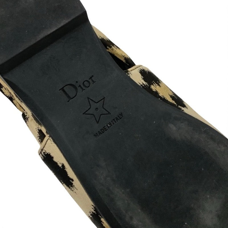 クリスチャンディオール CHRISTIAN DIOR MIZZA フラットシューズ 靴 シューズ ファブリック ベージュ ブラック レオパード ロゴ ストラップ