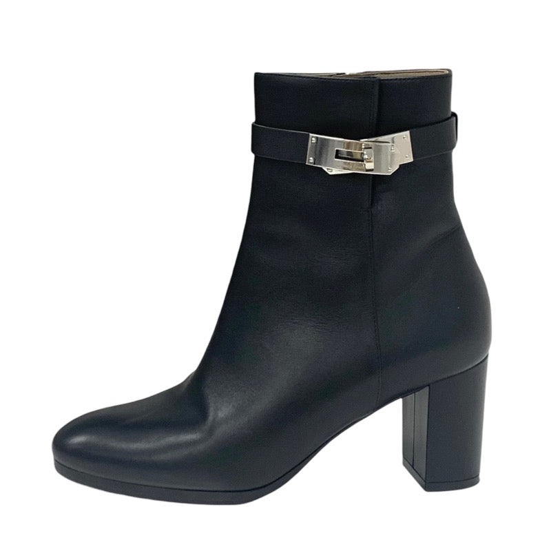 Hermes Saint-Germain boots, short boots, shoes, leather, black, silver, Kelly hardware