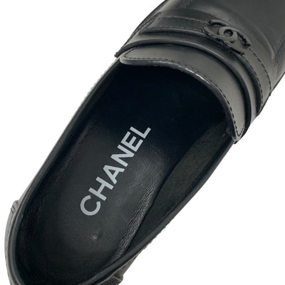 Chanel CHANEL loafers leather shoes shoes leather black coco mark thick sole