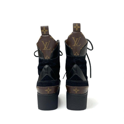 ルイヴィトン LOUIS VUITTON ローリエートライン モノグラム ブーツ ショートブーツ 靴 シューズ スエード レザー ブラック ブラウン レースアップ アンクルブーツ