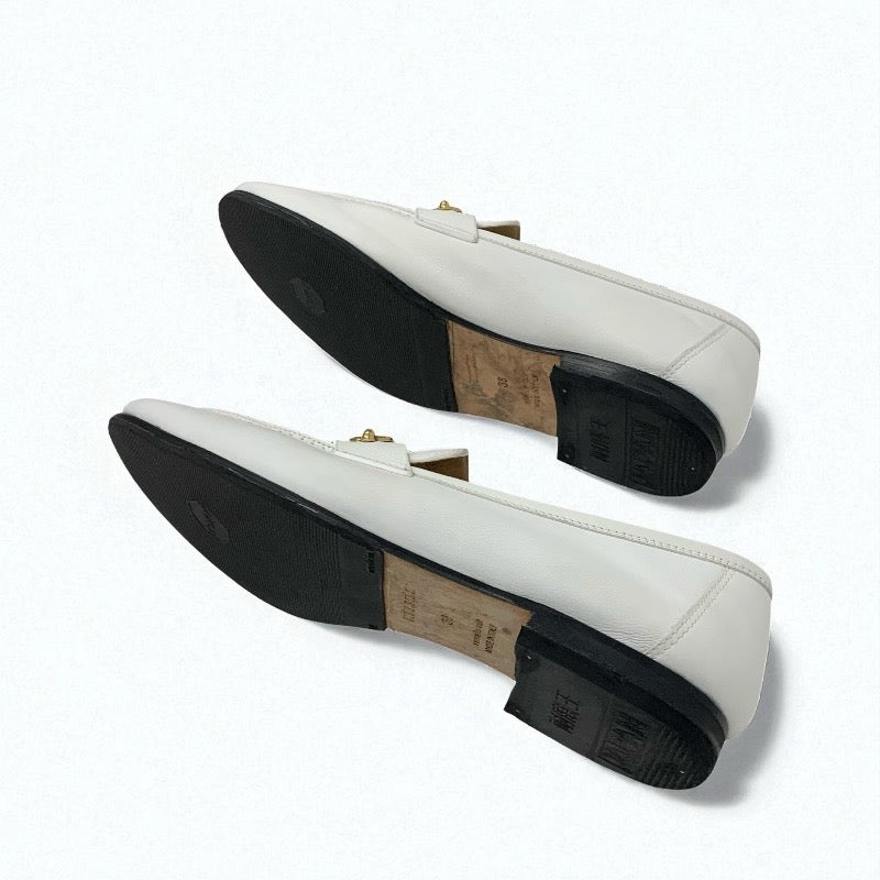 エルメス HERMES コレット ローファー 革靴 靴 シューズ レザー ホワイト 白 ゴールド モカシン フラットシューズ