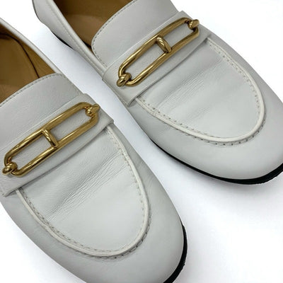 エルメス HERMES コレット ローファー 革靴 靴 シューズ レザー ホワイト 白 ゴールド モカシン フラットシューズ