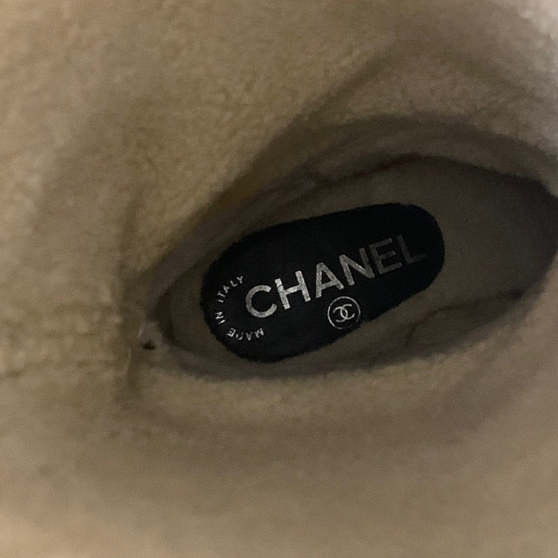 シャネル CHANEL ブーツ ロングブーツ 靴 シューズ レザー ムートン グレー ココマーク