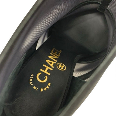シャネル CHANEL ブーツ ショートブーツ 靴 シューズ メッシュ ファブリック ブラック 黒 ココマーク