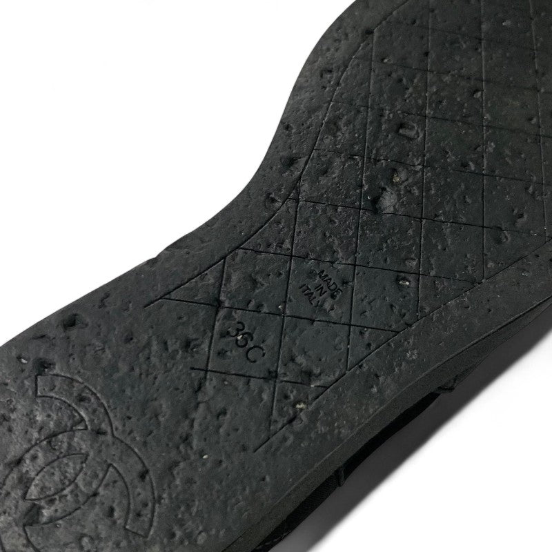 シャネル CHANEL サンダル 靴 シューズ ファブリック ブラック 黒 ココマーク マトラッセ ウェッジソール ラインストーン