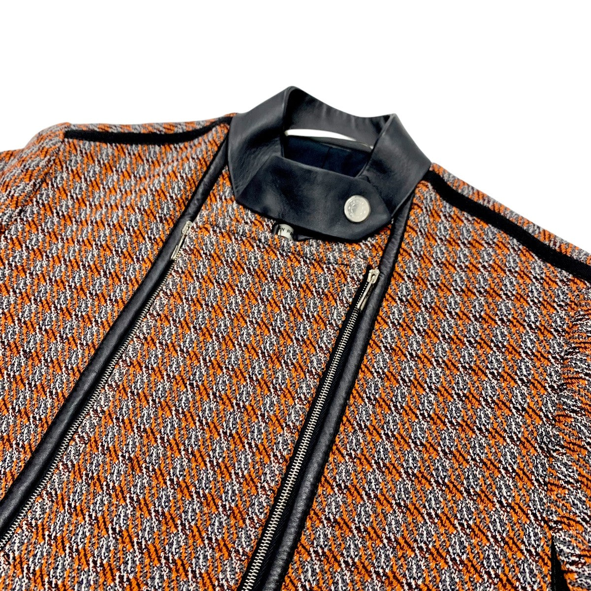 Hermes HERMES outerwear orange black jacket blouson check