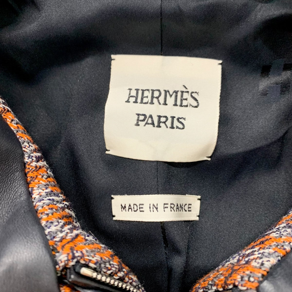 Hermes HERMES outerwear orange black jacket blouson check