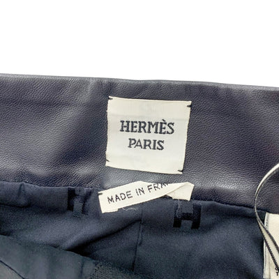 エルメス HERMES ボトムス オレンジ ブラック シルバー チェック ミニスカート ウール