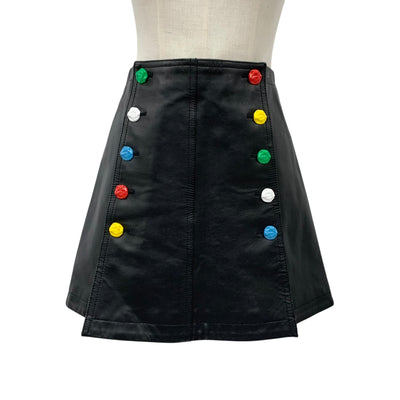 Louis Vuitton LOUIS VUITTON Bottoms Black Kusama Yayoi Zip Skirt Mini Skirt Leather