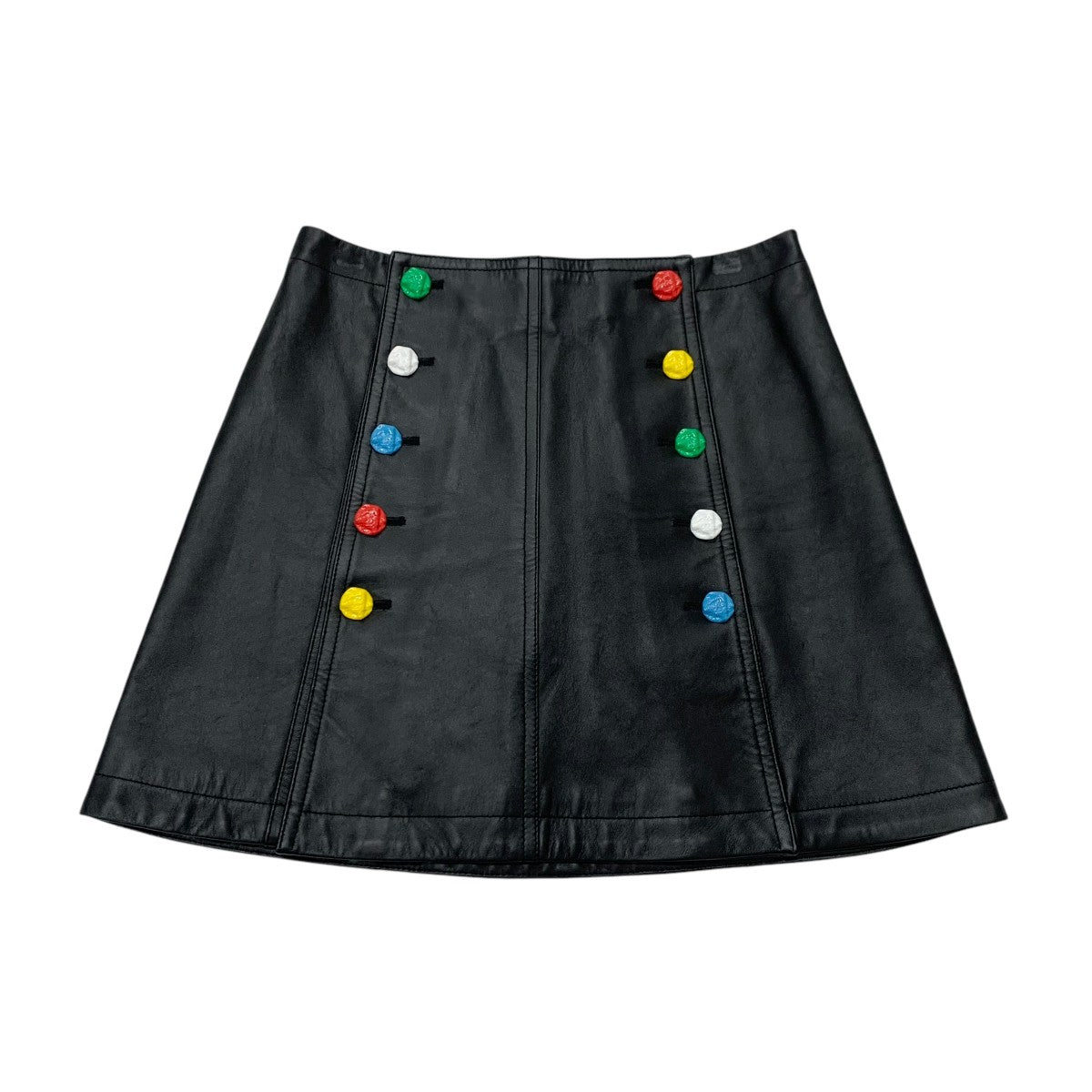 Louis Vuitton LOUIS VUITTON Bottoms Black Kusama Yayoi Zip Skirt Mini Skirt Leather