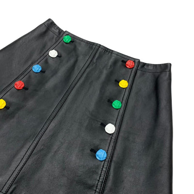 Louis Vuitton LOUIS VUITTON Bottoms Black Kusama Yayoi Zip Skirt Mini Skirt Leather