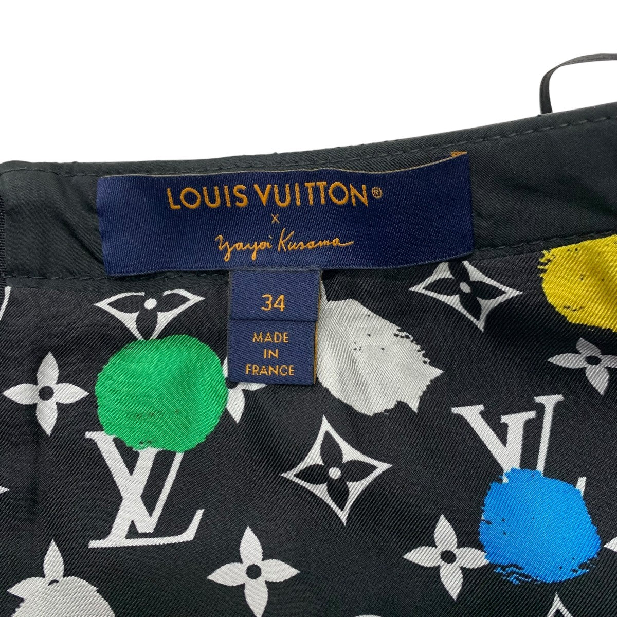 ルイヴィトン LOUIS VUITTON ボトムス ブラック 草間彌生 ジップスカート ミニスカート レザー