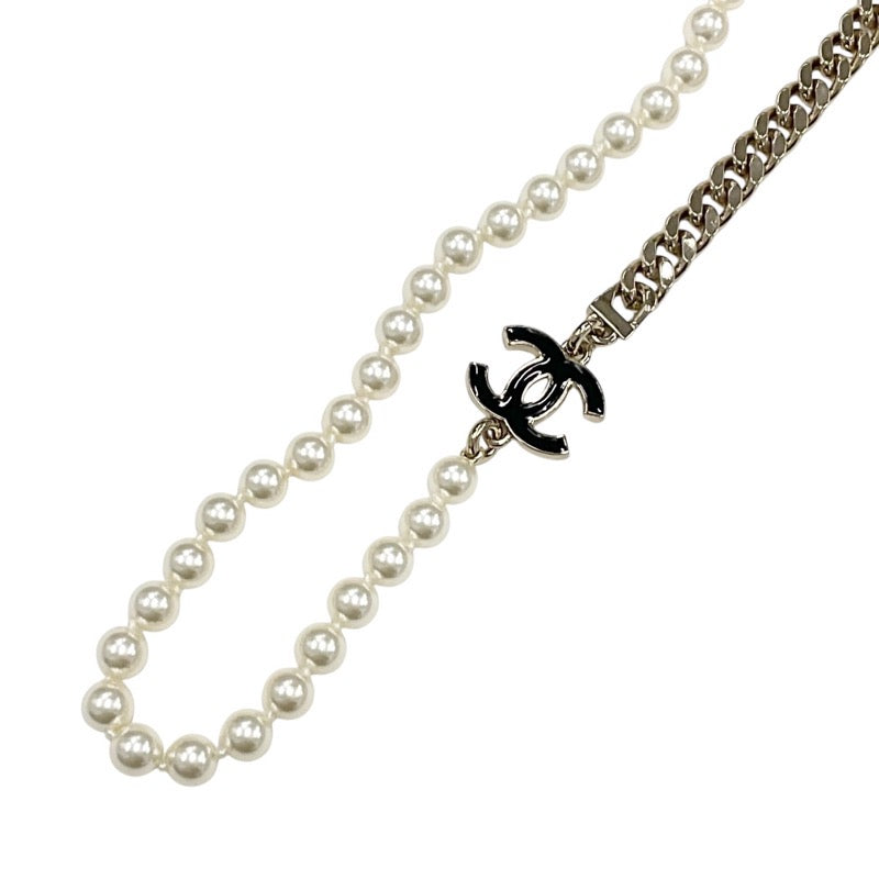 Chanel CHANEL necklace pendant choker gold black coco mark rhinestone