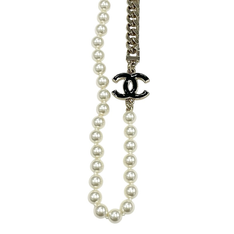 Chanel CHANEL necklace pendant choker gold black coco mark rhinestone