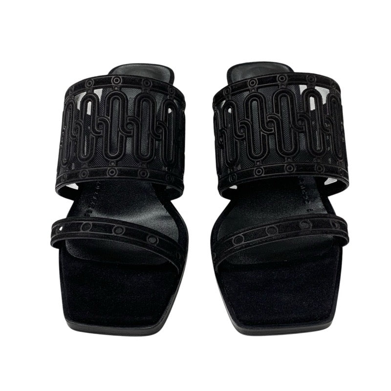 エルメス HERMES ジョイア55 サンダル 靴 シューズ スエード ブラック 黒 未使用 ミュール メッシュ