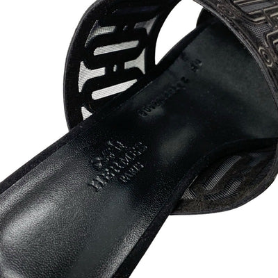 エルメス HERMES ジョイア55 サンダル 靴 シューズ スエード ブラック 黒 未使用 ミュール メッシュ