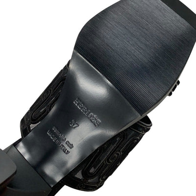 エルメス HERMES ジョイア55 サンダル 靴 シューズ スエード ブラック 黒 未使用 ミュール メッシュ