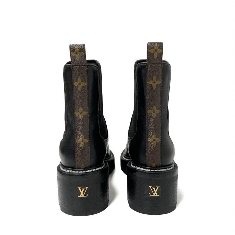 ルイヴィトン LOUIS VUITTON ボブールライン モノグラム ブーツ ショートブーツ 靴 シューズ レザー ブラック 黒 アンクルブーツ サイドゴア ロゴ