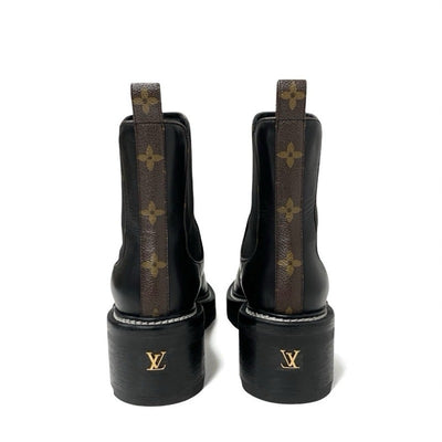 ルイヴィトン LOUIS VUITTON ボブールライン モノグラム ブーツ ショートブーツ 靴 シューズ レザー ブラック 黒 アンクルブーツ サイドゴア ロゴ