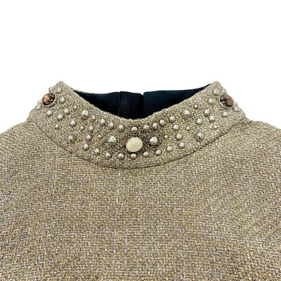ルイヴィトン LOUIS VUITTON ワンピース ポリエステル ゴールド シルバー 21AW スタッズ ビジュー ドレス