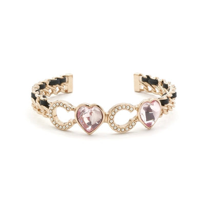 シャネル CHANEL ブレスレット バングル カフ ゴールド ブラック ロゴ ハート パール ラインストーン