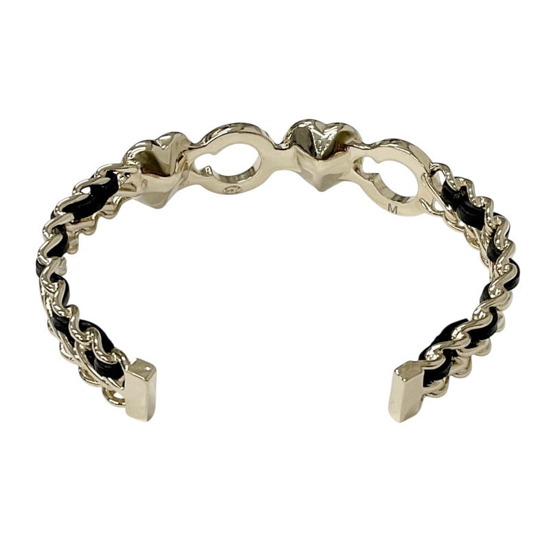 Chanel Bracelet Bangle Cuff Gold Black Logo Heart Pearl Rhinestone