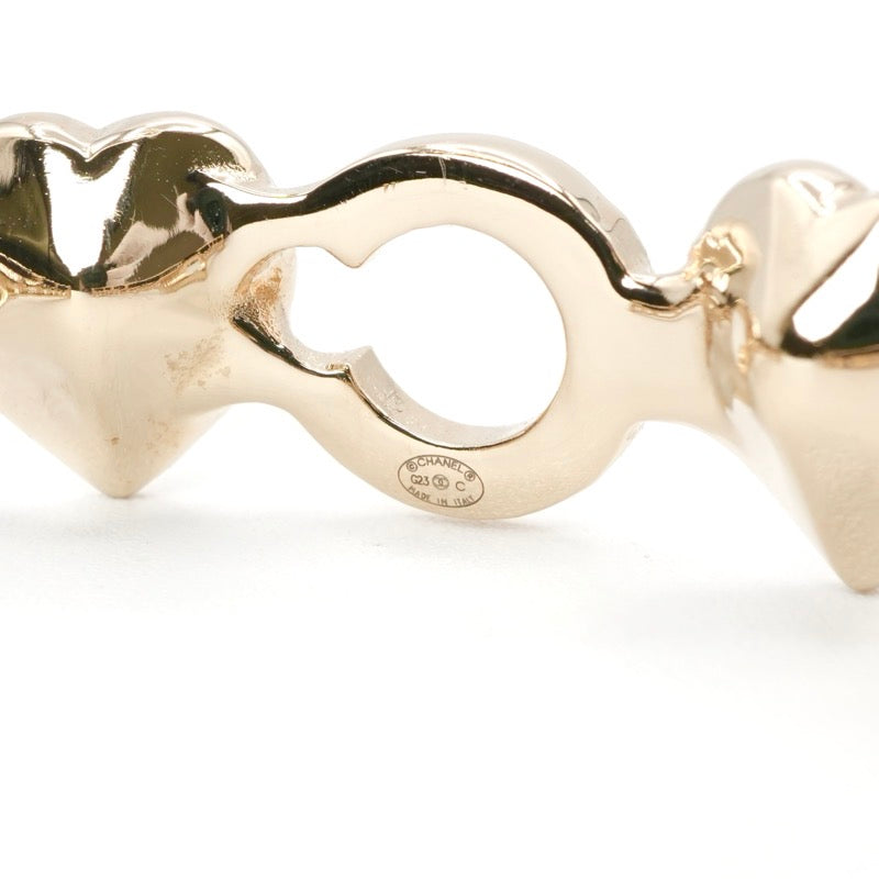 シャネル CHANEL ブレスレット バングル カフ ゴールド ブラック ロゴ ハート パール ラインストーン