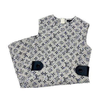 ルイヴィトン LOUIS VUITTON ワンピース コットン ブルー系 ホワイト ブラック モノグラム ツイード