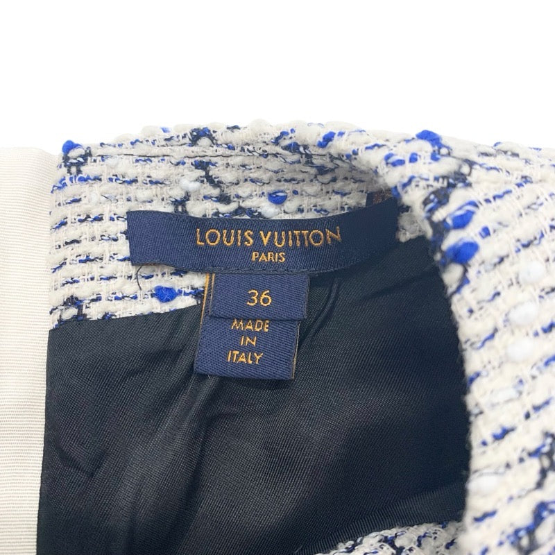 ルイヴィトン LOUIS VUITTON ワンピース コットン ブルー系 ホワイト ブラック モノグラム ツイード