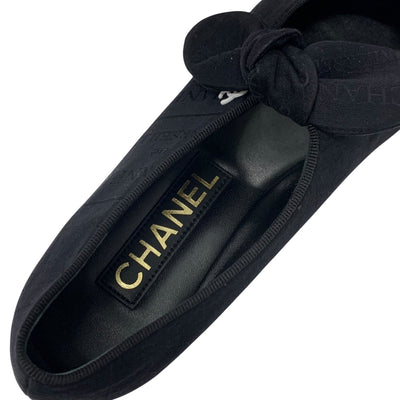 Chanel Flat Shoes Shoes Fabric Black Black Unused Mary Jane Coco Mark Ribbon