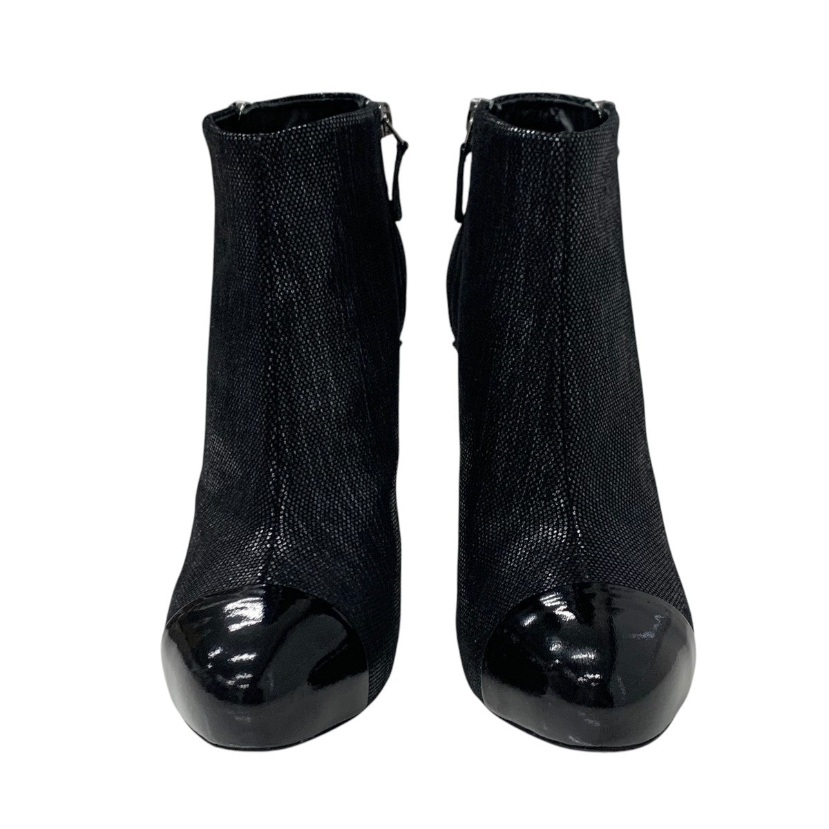 Chanel CHANEL boots, short boots, shoes, leather, black, coco mark, metallic