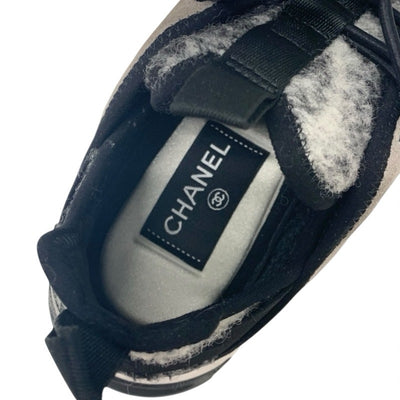 シャネル CHANEL スニーカー 靴 シューズ モヘア スエード グレー ブラック ホワイト マトラッセ ココマーク ロゴ