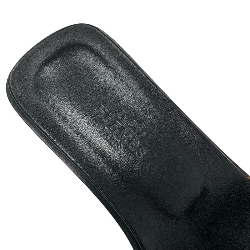 エルメス HERMES オラン サンダル 靴 シューズ シェーヴル ブラウン ブラック レオパード