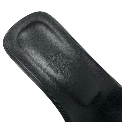 エルメス HERMES オラン サンダル 靴 シューズ シェーヴル ブラウン ブラック レオパード