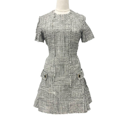 ルイヴィトン LOUIS VUITTON ワンピース コットン グレー ブラック ツイード 22SS
