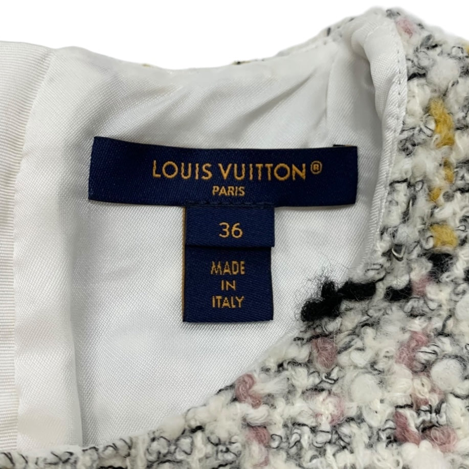 Louis Vuitton Dress Multicolor Bouclet Tweed A-Line Dress Monogram Sleeveless