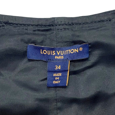 ルイヴィトン LOUIS VUITTON ワンピース ブラック ゴールド ダブルブレステッドサテンドレス ボタン ノースリーブ