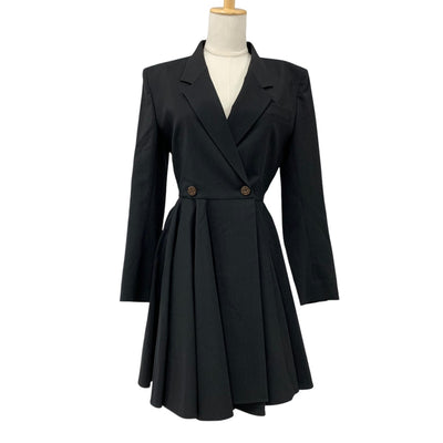 Louis Vuitton LOUIS VUITTON Dress Black Brown Tailored Blazer Dress Monogram Wool