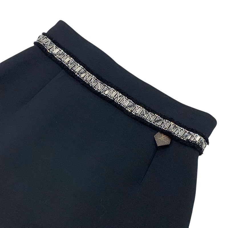 Louis Vuitton LOUIS VUITTON Bottoms Black Silver Monogram Beads Rhinestone Mini Skirt